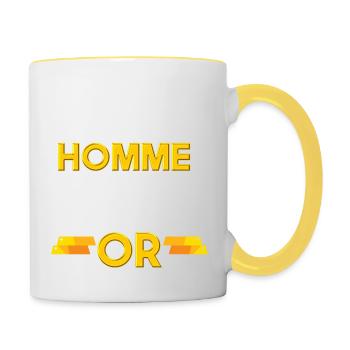 je suis homme grincheux mais j'ai un coeur en or - Mug contrasté - blanc/jaune - Droite
