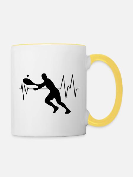 Tennisspieler - Tasse zweifarbig - Weiß/Gelb