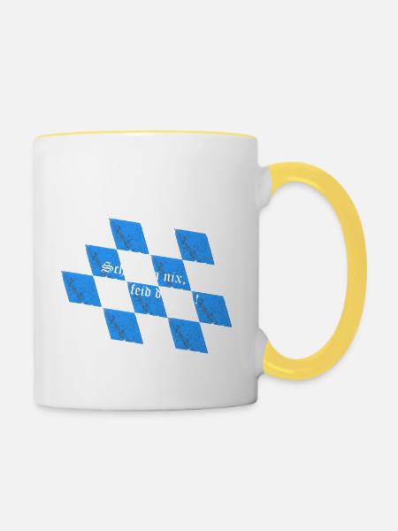 Scheiß da nix - Tasse zweifarbig - Weiß/Gelb