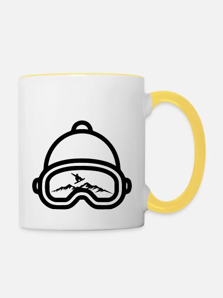 Snowboard Snowboarder - Tasse zweifarbig - Weiß/Gelb