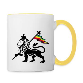 Reggae Rasta Lion - Tasse zweifarbig - Weiß/Gelb - Rechts
