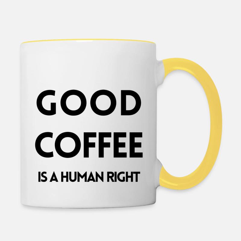 Good Coffee Is A Human Right - Contrasting Mug - white/yellow