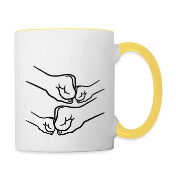 Papa Mama Kinder - Tasse zweifarbig - Weiß/Gelb - Rechts