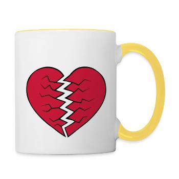 Heart broken design - Contrasting Mug - white/yellow - Right