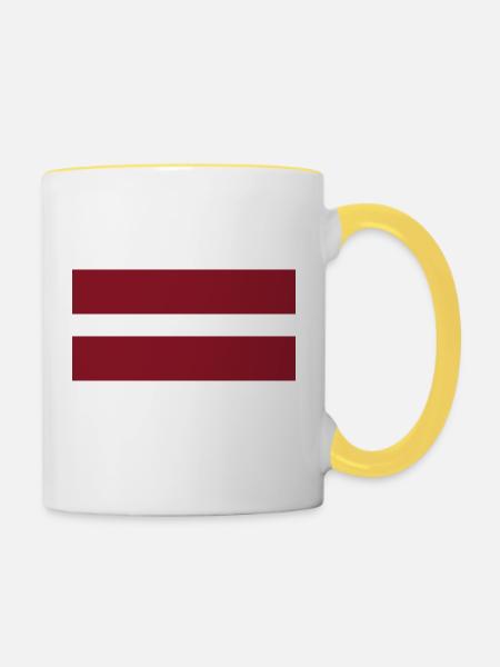 Lettische Flagge - Tasse zweifarbig - Weiß/Gelb