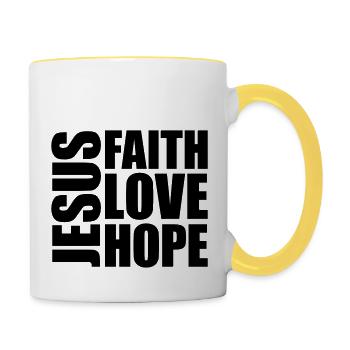 Jesus Faith Love - Tasse zweifarbig - Weiß/Gelb - Rechts