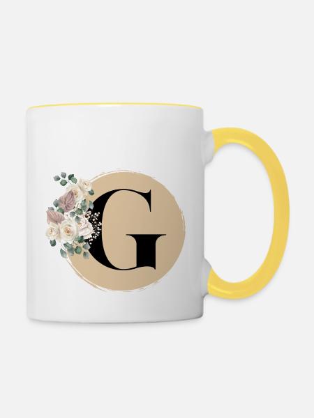 Buchstabe G - Tasse zweifarbig - Weiß/Gelb