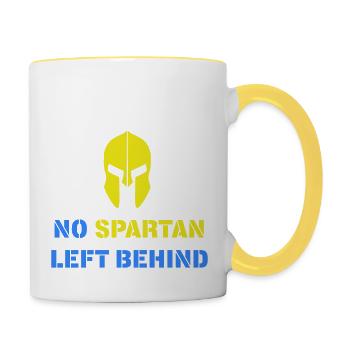 No Spartan left behind! Ukraine we stand together! - Contrasting Mug - white/yellow - Right
