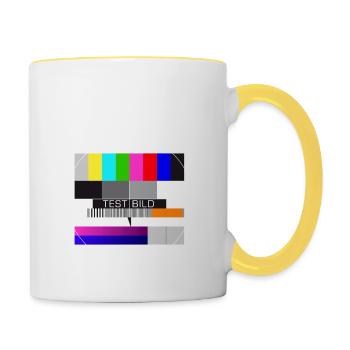 Tester l’image Écran de télévision Affichage nostalgique - Mug contrasté - blanc/jaune - Droite