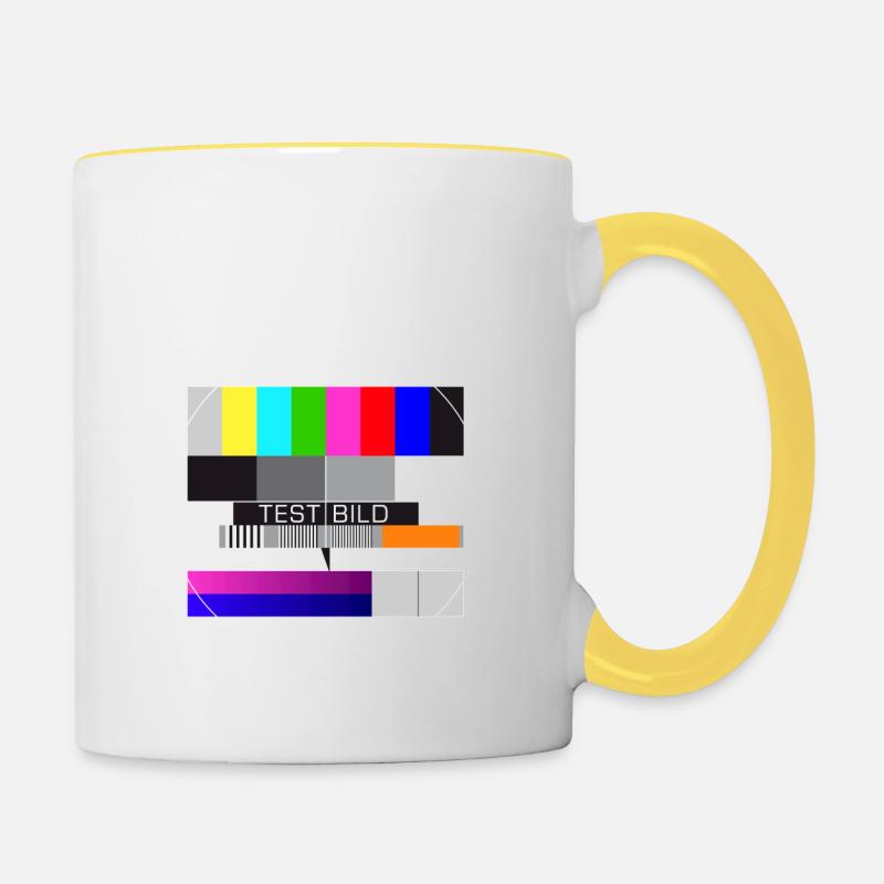 Testbild Fernsehen Bildschirm nostalgisch Display - Tasse zweifarbig - Weiß/Gelb