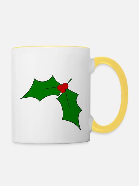 Mistelzweig - Tasse zweifarbig - Weiß/Gelb