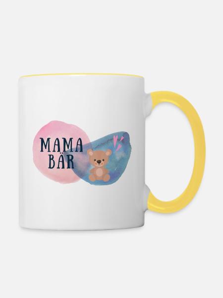 Mama Bär - Tasse zweifarbig - Weiß/Gelb