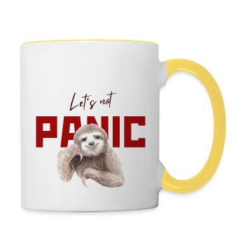 Let's Not Panic - Funny Sloth Design - Contrasting Mug - white/yellow - Right
