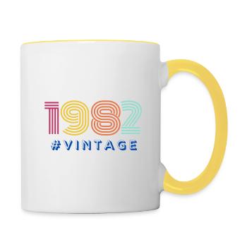 Année 1982 - Mug contrasté - blanc/jaune - Droite