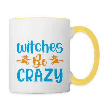 Witches be crazy - halloween humor - Contrasting Mug - white/yellow - Right