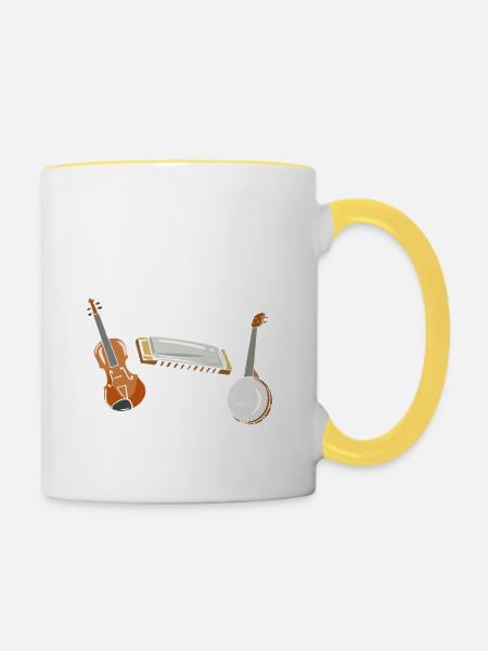 Blaue Musik - Tasse zweifarbig - Weiß/Gelb