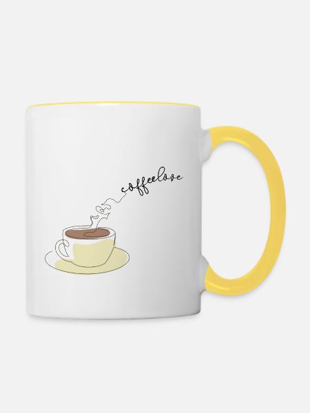 Kaffeeliebe - Leben für Kaffee - Tasse zweifarbig - Weiß/Gelb