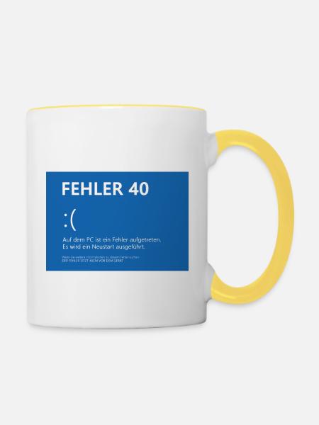 Fehler 40 - Tasse zweifarbig - Weiß/Gelb