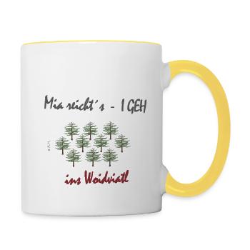 Mia reichts - Tasse zweifarbig - Weiß/Gelb - Rechts