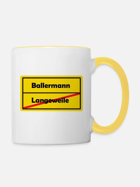 Ortsschild - Tasse zweifarbig - Weiß/Gelb