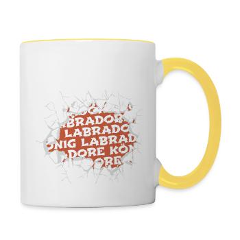 doggie boxer zitat hundehalter weihnachten - Tasse zweifarbig - Weiß/Gelb - Rechts