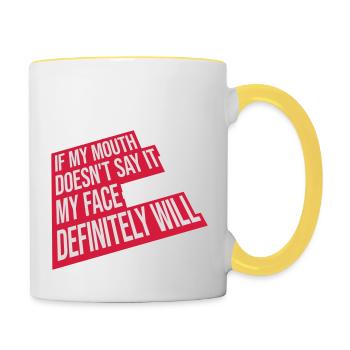 Mon visage le fera certainement - Mug contrasté - blanc/jaune - Droite