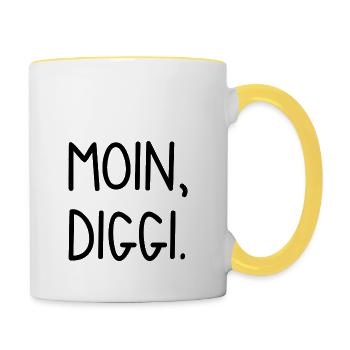 Moin, Diggi. - Tasse zweifarbig - Weiß/Gelb - Rechts