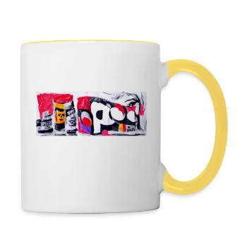 Pop Art 80s Style Banner - Contrasting Mug - white/yellow - Right