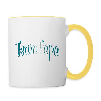 Team Papa Blau - Tasse zweifarbig - Weiß/Gelb - Rechts