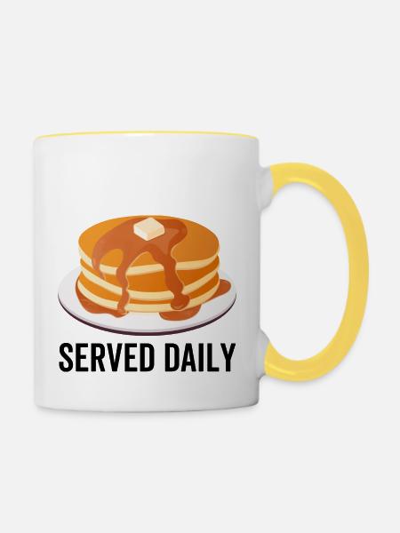 Pfannkuchen täglich serviert - Tasse zweifarbig - Weiß/Gelb