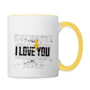 EVERYDAY I LOVE YOU MORE, CHAQUE JOUR JE T'AIME... - Mug contrasté - blanc/jaune - Droite
