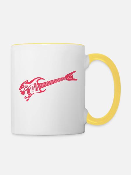 Gitarre Rot Logo - Tasse zweifarbig - Weiß/Gelb