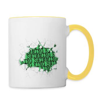 Cool Swim Dad Tshirts Biker Water Fun Jokes - Contrasting Mug - white/yellow - Right