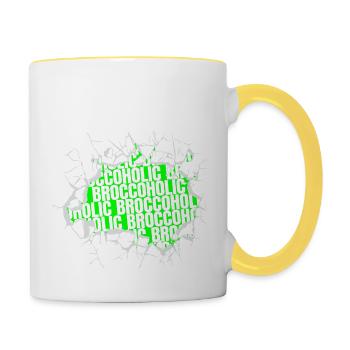 vegan meal vegetarian humor fruit birthday present - Contrasting Mug - white/yellow - Right
