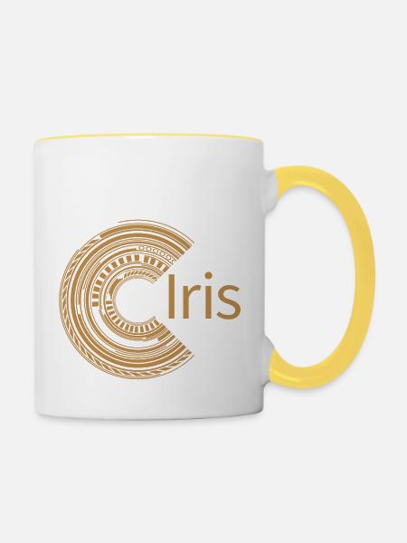 Für Iris - Tasse zweifarbig - Weiß/Gelb