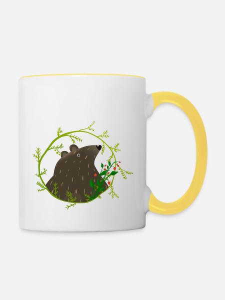 Wildtiere - Tasse zweifarbig - Weiß/Gelb