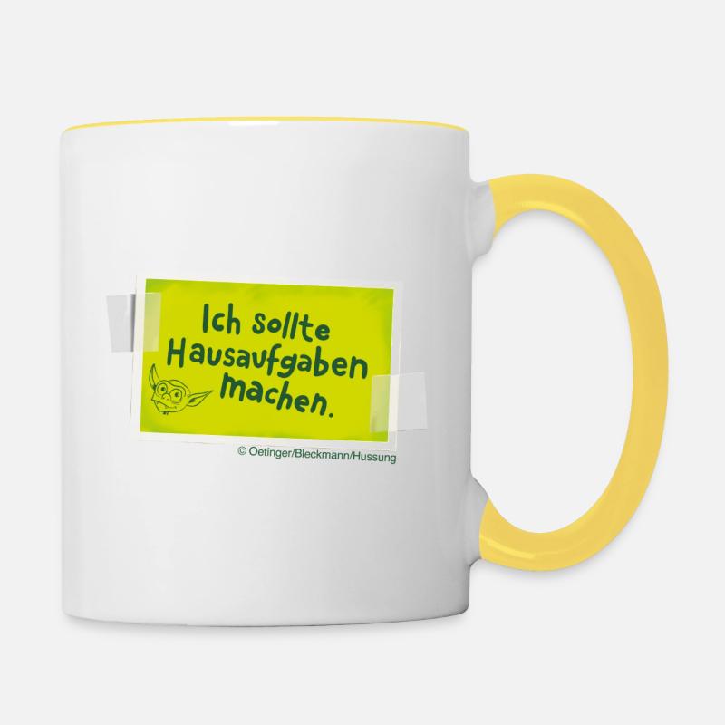 KoboldKroniken I Should Do Homework - Contrasting Mug - white/yellow