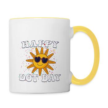 International Dot Day Retro Groovy Women Men Boys - Contrasting Mug - white/yellow - Right