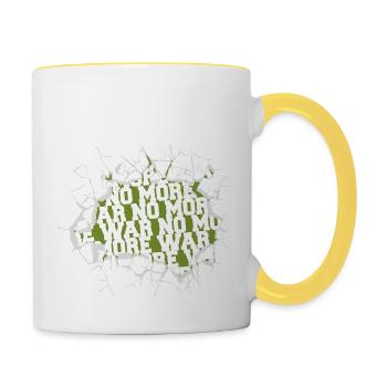 Hippy Dove of Peace Sayings Bird Green 60s Funny - Contrasting Mug - white/yellow - Right