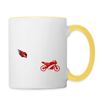 Je ne crie pas j’imite la moto de papa - Mug contrasté - blanc/jaune - Droite