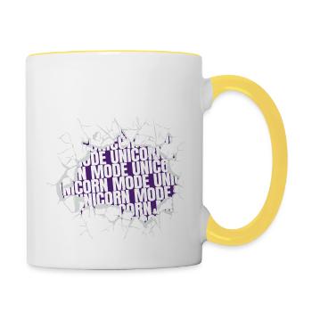 unicorn japanese cat cool awesome birthday gift - Tasse zweifarbig - Weiß/Gelb - Rechts