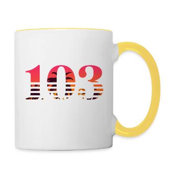 Jahrgang 103. Jubiläum - Tasse zweifarbig - Weiß/Gelb - Rechts
