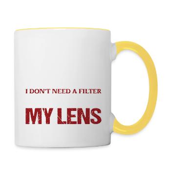 Je n’ai pas besoin d’un filtre pour mon appareil photo photo - Mug contrasté - blanc/jaune - Droite