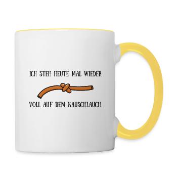 Kauschlauch schwarz - Tasse zweifarbig - Weiß/Gelb - Rechts