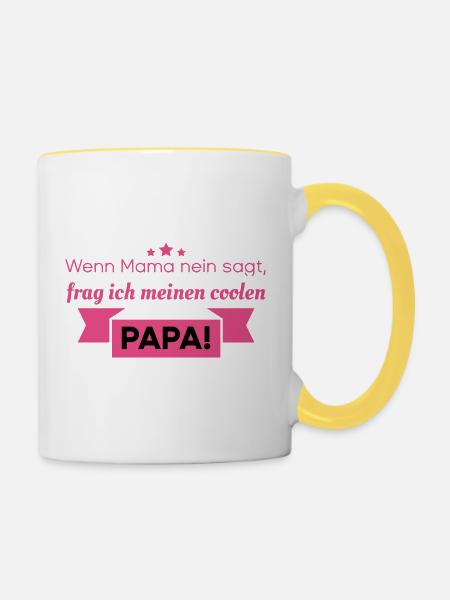 Babysprüche - Tasse zweifarbig - Weiß/Gelb