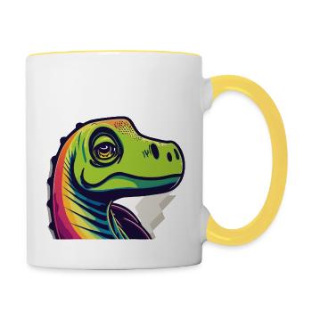 Regenbogen Echse - Tasse zweifarbig - Weiß/Gelb - Rechts