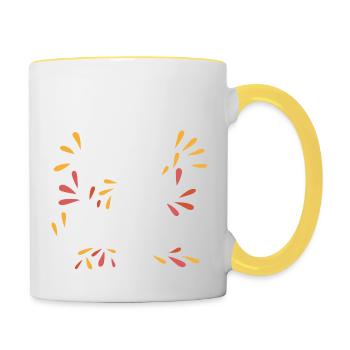 chat me fatigue - Mug contrasté - blanc/jaune - Droite