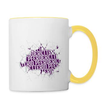 katze geburtstagsgeschenk spruch brauner zitat - Tasse zweifarbig - Weiß/Gelb - Rechts