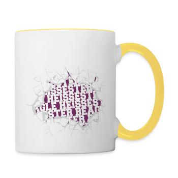 hunderasse zitat bachhund hundehalter bluthund - Tasse zweifarbig - Weiß/Gelb - Rechts