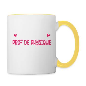 Meilleure prof de physique imitée jamais égalée - Mug contrasté - blanc/jaune - Droite